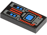 Tile 1 x 2 with Spyrius Blue Screen, Silver and Red Panel Pattern