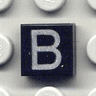 Tile 1 x 1 with Silver Capital Letter B Pattern