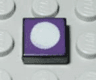 Tile 1 x 1 with Purple Top and White Circle Pattern