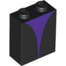 Brick 1 x 2 x 2 with Inside Stud Holder with Dark Purple Curved Shape Pattern (BrickHeadz Maleficent Torso)