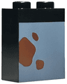 Brick 1 x 2 x 2 with Inside Stud Holder with Reddish Brown Dirt Stains on Sand Blue Background Pattern (BrickHeadz Harry Potter Torso)