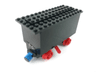 Train Battery Box Car with Two Contact Holes, Red Switch Lever, Blue and Red Magnets, Red Wheels, and Black Roof