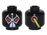 Minifigure, Head Alien with Wrestler Mask with Large Red Eyes, Lime Hose on Back Pattern (Bane)