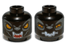 Minifigure, Head Dual Sided Alien Chima Wolf with Bright Light Orange Eyes and White Fangs, Wide Eyes / Narrow Eyes Pattern (Wilhurt)