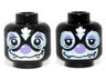 Minifigure, Head Dual Sided Alien Chima Skunk with Medium Lavender Eyebrows and Nose, White Fur, Happy / Sleepy Pattern (Skinnet)