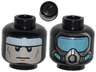 Minifigure, Head Dual Sided White Headband and Cheek Lines / Silver Mask and Medium Blue Goggles Pattern (Batman)