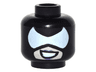 Minifigure, Head Mask with White Pointed Eye Opening over Light Nougat Skin, Dark Purple Lips and Open Mouth Grin Pattern