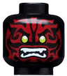 Minifigure, Head Alien with Lime Eyes, White Fangs and Dark Red Face Decorations Pattern
