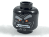Minifigure, Head Alien with Light Bluish Gray Bushy Eyebrows, Left Raised Eyebrow, Red Eyes and Clenched White Fangs Pattern