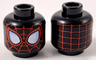 Minifigure, Head Alien with Spider-Man Red Webbing, Large White Eyes with Bright Light Blue Edges and Red Borders, Webs DO NOT Touch at Nose Pattern
