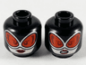 Minifigure, Head Dual Sided Female Balaclava, Large Red and Silver Goggles, Light Nougat Face, Red Lips, Neutral / Gritted Teeth Pattern