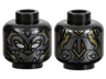 Minifigure, Head Mask with White Eye Holes, Dark Silver Armor Plates, Silver and Gold Trim Pattern