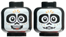 Minifigure, Head Dual Sided White Face Mask, Large Eyes and Nose, Nougat Dots, Stitched Mouth, Open Mouth Smile / Slight Smile Pattern
