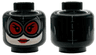 Minifigure, Head Female Balaclava, Large Red and Dark Silver Goggles, Light Nougat Face, Red Lips, Neutral Pattern