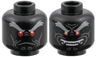 Minifigure, Head Dual Sided Alien, Light Bluish Gray Eyebrows, Red Eyes, Dark Bluish Gray Contours, Frown / Wide Smile with Teeth Pattern