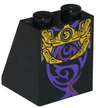 Slope 65 2 x 2 x 2 with Bottom Tube with Minifigure Dress / Skirt / Robe, Gold Skeleton Hips and Ribs and Red and Dark Purple Swirls Pattern