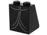 Slope 65 2 x 2 x 2 with Bottom Tube with Minifigure Dress / Skirt / Robe, Gold Button and Dark Bluish Gray Trim Pattern
