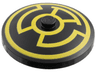 Dish 4 x 4 Inverted (Radar) with Solid Stud with Yellow Lantern Sinestro Logo Pattern