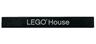 Tile 1 x 8 with White 'LEGO House', Thin Font with Arrowhead 'G' Pattern