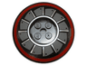Dish 6 x 6 Inverted (Radar) - Solid Studs with Dark Red Circle and Dark Bluish Gray and Metallic Silver Fan Blades Pattern