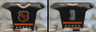 Minifigure Hockey Body Armor with Orange and White NHL Logo, Stars, Stripes, Collar, and Number 3 Pattern