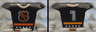 Minifigure Hockey Body Armor with Orange and White NHL Logo, Stars, Stripes, Collar, and Number 7 Pattern