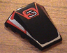 Wedge 4 x 4 Triple Curved No Studs with Stylized White Number 3, Red and Silver Stripes Pattern