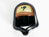 Minifigure, Headgear Hood Hoodie with Molded Reddish Brown Cap and Printed Dark Tan Panel with Black Lightning Bolt Pattern