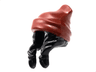 Minifigure, Hair Combo, Hair with Hat, 2 Braids over Shoulders with Molded Dark Red Beanie Pattern