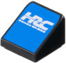 Slope 30 1 x 1 x 2/3 with White Stylized 'HRC' and 'Honda RACING' on Blue Background Pattern
