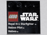 Tile, Modified 4 x 4 with Studs on Edge with LEGO Star Wars Logo, 'Royal N-1 Starfighter', 'Naboo Pilot', and 'Naboo' Pattern