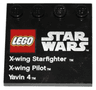 Tile, Modified 4 x 4 with Studs on Edge with LEGO Star Wars Logo, 'X-wing Starfighter', 'X-wing Pilot', and 'Yavin 4' Pattern