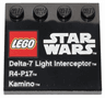 Tile, Modified 4 x 4 with Studs on Edge with LEGO Star Wars Logo, 'Delta-7 Light Interceptor', 'R4-P17', and 'Kamino' Pattern