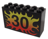 Brick 2 x 6 x 3 with '30' on Yellow to Red Flames Pattern