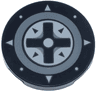Tile, Round 3 x 3 with Dark Bluish Gray and Light Bluish Gray Game Controller Directional Pad (D-pad) and Compass Points Pattern