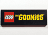 Tile 2 x 6 with LEGO Logo and Yellow 'THe GOONieS' Pattern