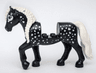 Horse, Friends Style with 2 x 2 Cutout and Movable Neck with Fixed Flexible Rubber White Tail and Braided Mane with White Spots Pattern