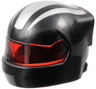 Minifigure, Headgear Helmet Formula 1 with Molded Trans-Red Visor and Printed Silver Stripes Pattern