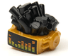Minifigure, Hair Tubes / Cables and Pearl Gold Robot VR Visor Headset with Music Equalizer Pattern