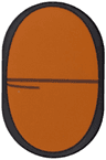 Tile, Round 2 x 3 Oval with Orange Eye Closed with Lines Pattern