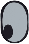Tile, Round 2 x 3 Oval with White Eye with Pupil Corner Pattern Model Left Side