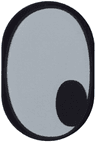 Tile, Round 2 x 3 Oval with White Eye with Pupil Corner Pattern Model Right Side