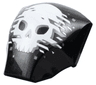 Large Figure Armor, Smooth with 2 x 2 Round Brick Attachment with White Skull with Pixelated Shearing and Dark Silver Drop Shadow Pattern