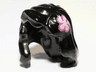 Minifigure, Hair Female Mid-Length with Part over Right Shoulder with Bright Pink Flower Pattern on Left Side