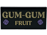 Tile 2 x 4 with Gold and Blue Violet 'GUM-GUM FRUIT' Pattern