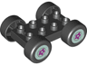 Duplo Car Base 2 x 4 with Black Tires and Light Aqua Hub with Flower Wheels Pattern (88760 / 88762c01pb07)