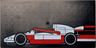 Tile 8 x 16 with Bottom Tubes, Textured Surface with Red and White LEGO Formula 1 Race Car Profile Pattern Model Left Side