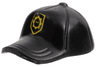 Minifigure, Headgear Cap - Short Curved Bill with Seams and Button on Top with Yellow Badge with Minifigure Head Silhouette Pattern