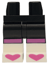 Hips and Legs with Molded White Lower Legs / Boots and Printed Dark Pink Knee Stripes and Hearts on Toes Pattern