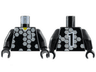 Torso Soccer Uniform Shirt with Light Gray Hexagons, Number 1, Yellow Neck Pattern / Black Arms / Black Hands
